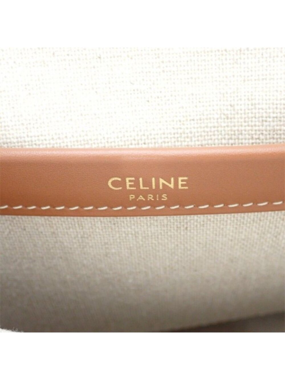 Celine Small Cabas Thais Jacquard Shoulder Bag Tote Cotton Calfskin White Navy - Picture 11 of 14